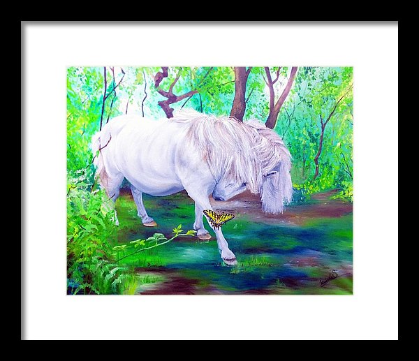 The Butterfly And The Pony - Framed Print