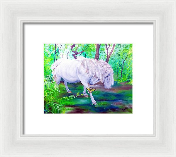 The Butterfly And The Pony - Framed Print