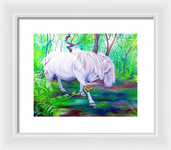 The Butterfly And The Pony - Framed Print