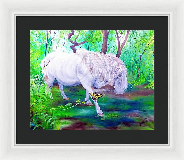 The Butterfly And The Pony - Framed Print