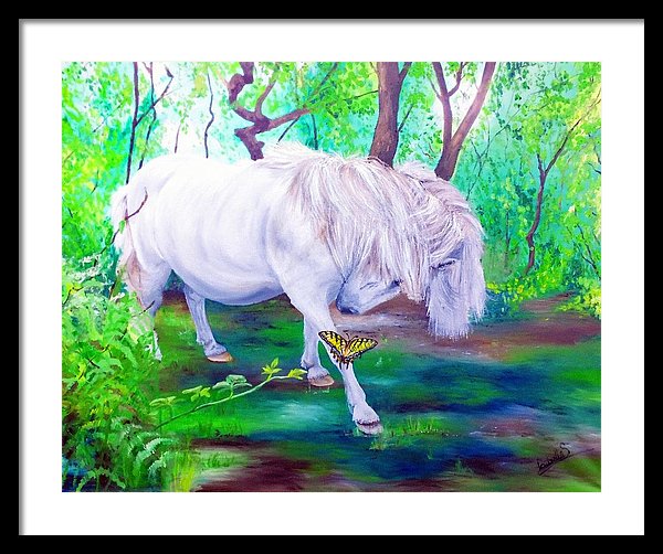 The Butterfly And The Pony - Framed Print