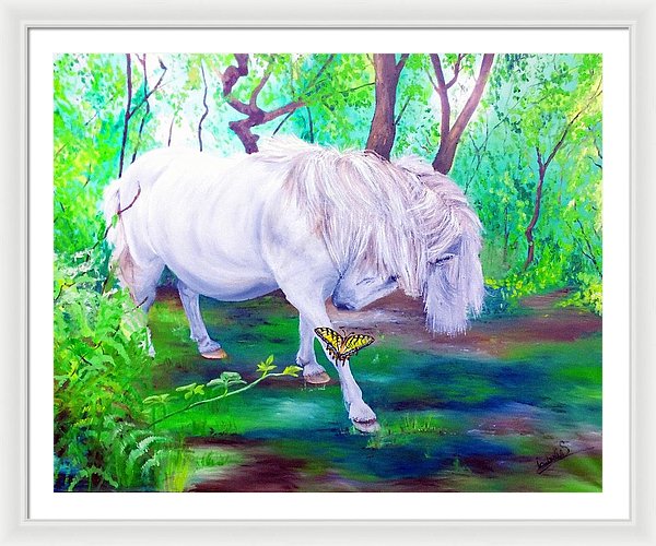 The Butterfly And The Pony - Framed Print