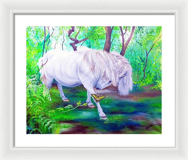 The Butterfly And The Pony - Framed Print
