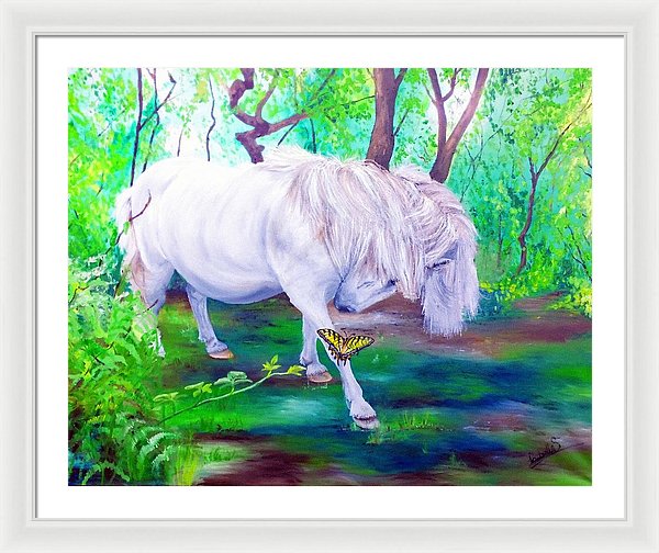 The Butterfly And The Pony - Framed Print
