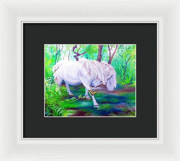 The Butterfly And The Pony - Framed Print