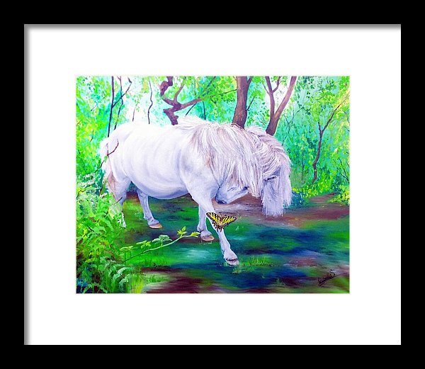 The Butterfly And The Pony - Framed Print