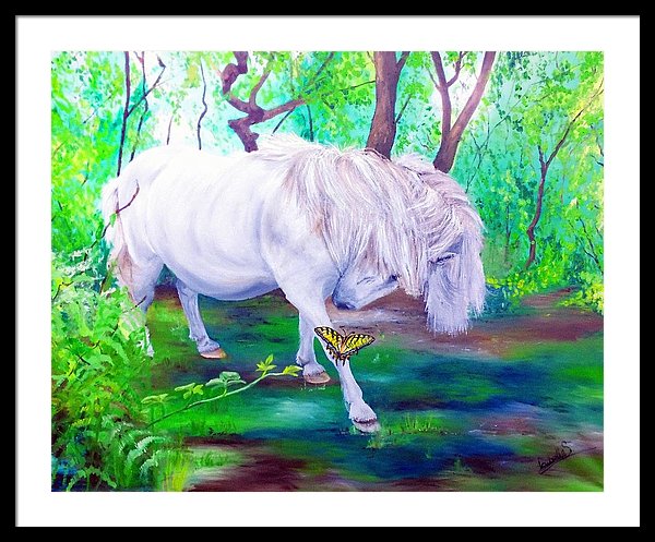 The Butterfly And The Pony - Framed Print