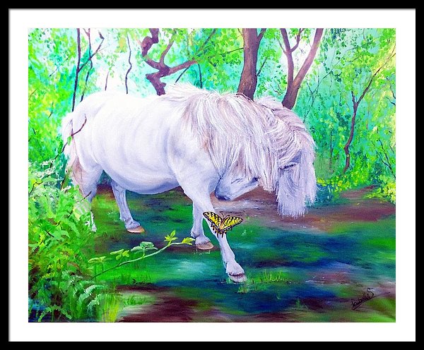 The Butterfly And The Pony - Framed Print