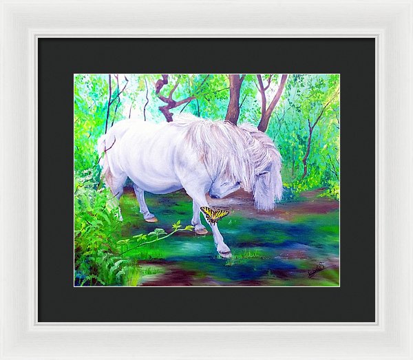 The Butterfly And The Pony - Framed Print