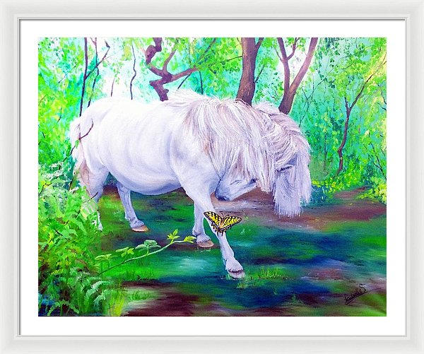 The Butterfly And The Pony - Framed Print