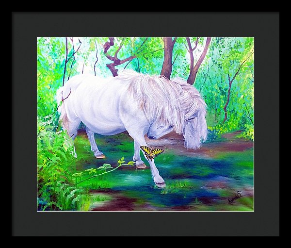 The Butterfly And The Pony - Framed Print