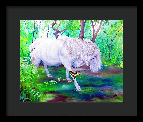 The Butterfly And The Pony - Framed Print