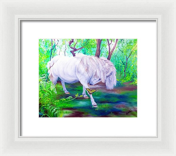 The Butterfly And The Pony - Framed Print