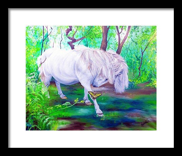 The Butterfly And The Pony - Framed Print