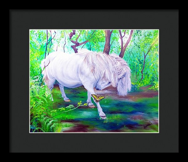 The Butterfly And The Pony - Framed Print