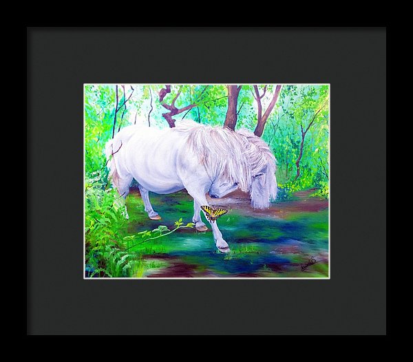 The Butterfly And The Pony - Framed Print