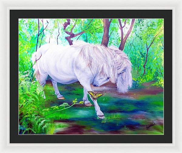 The Butterfly And The Pony - Framed Print