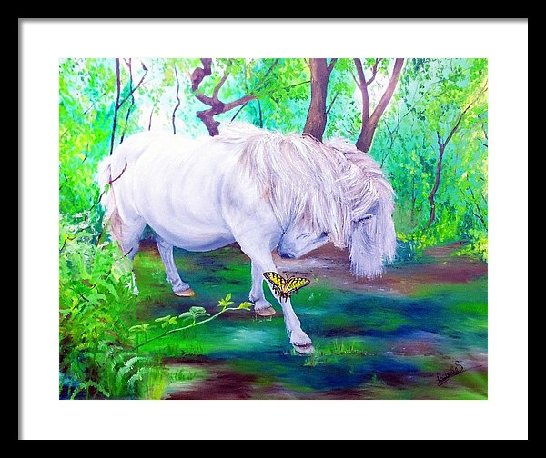 The Butterfly And The Pony - Framed Print