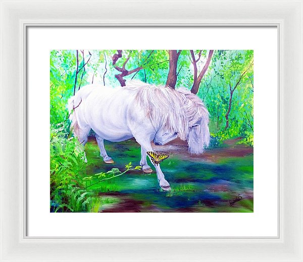 The Butterfly And The Pony - Framed Print