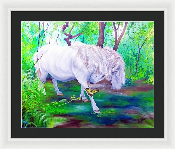 The Butterfly And The Pony - Framed Print