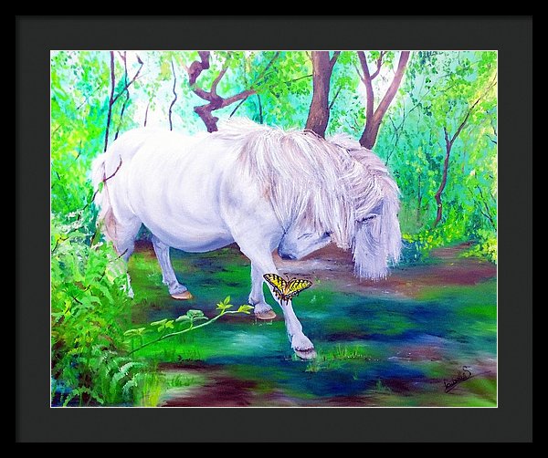 The Butterfly And The Pony - Framed Print