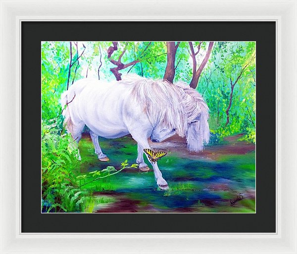 The Butterfly And The Pony - Framed Print