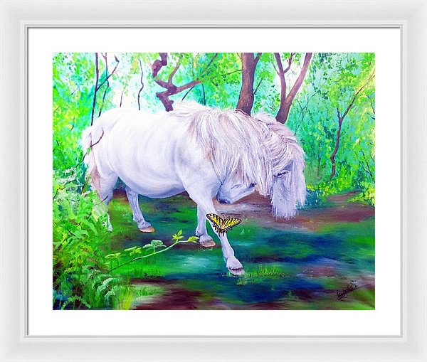 The Butterfly And The Pony - Framed Print