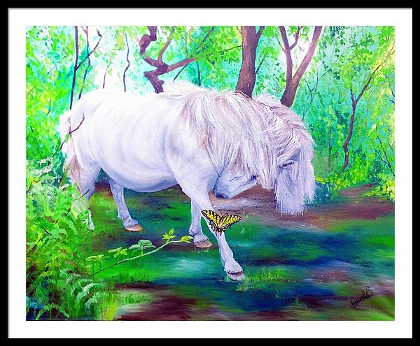 The Butterfly And The Pony - Framed Print