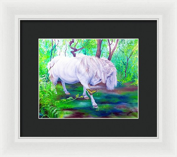 The Butterfly And The Pony - Framed Print