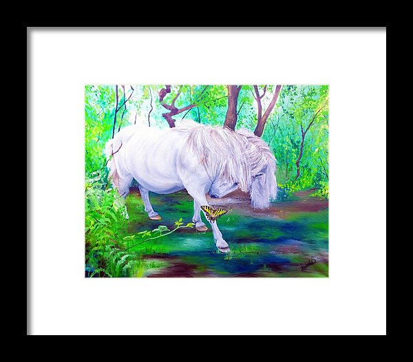 The Butterfly And The Pony - Framed Print