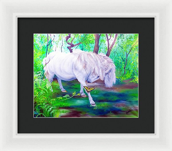 The Butterfly And The Pony - Framed Print