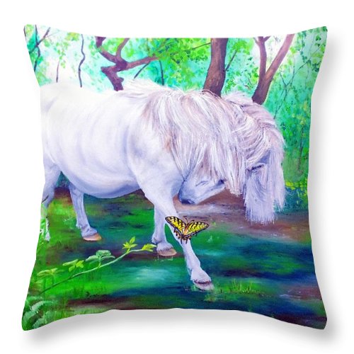 The Butterfly And The Pony - Throw Pillow