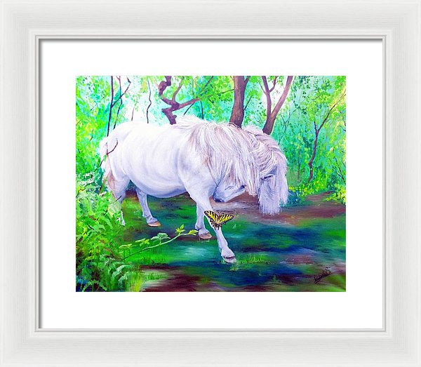 The Butterfly And The Pony - Framed Print