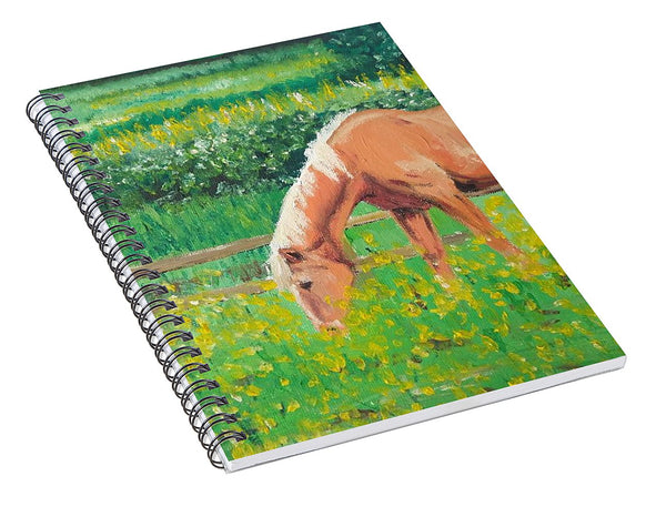 The Palomino And Buttercup Meadow - Spiral Notebook