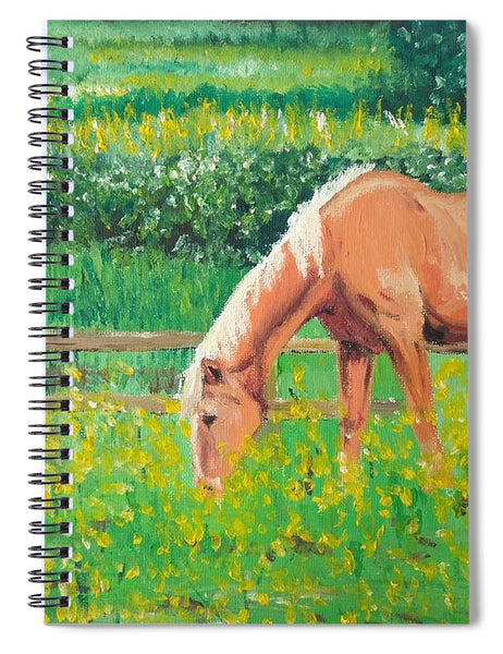 The Palomino And Buttercup Meadow - Spiral Notebook